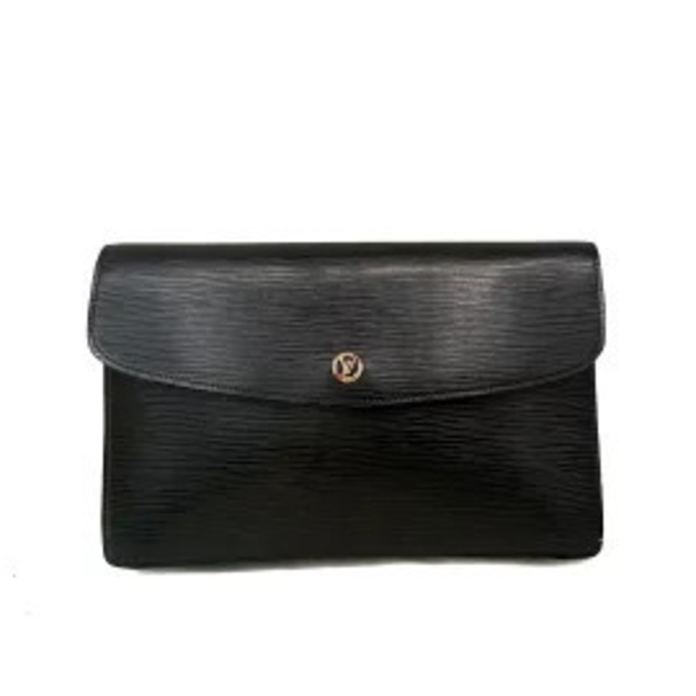 LOUIS VUITTON Montaigne Clutch Bag Noir Black Leather